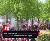 Bayer Leverkusen fans lined the streets to cheer the team on as they look for a maiden Bundesliga title.