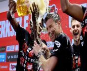 Bayer Leverkusen players took their title celebrations to the press room to douse manager Xabi Alonso in beer.