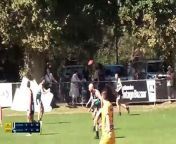 BFNL: Castlemaine's Bailey Henderson launches a long-range goal from bailey helliwell