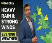 Heavy thundery downpours in the southeast this evening, and rain turning heavy in north Wales tracking northeast into northern England and Scotland overnight. Cloudy elsewhere. Strong winds in western and southern coasts of England. Mild and windy tomorrow morning with heavy rain in the east and south of Scotland. – This is the Met Office UK Weather forecast for the evening of 08/04/24. Bringing you today’s weather forecast is Alex Burkill.