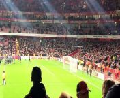 Luton&#39;s players get a terrific ovation from their supporters after a 2-0 defeat to Arsenal at the Emirates Stadium.