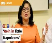 The former minister says failure to act against such politicians will result in the international community viewing Malaysia as a ‘rudderless nation’.&#60;br/&#62;&#60;br/&#62;Read More: &#60;br/&#62;https://www.freemalaysiatoday.com/category/nation/2024/04/16/rein-in-little-napoleons-rafidah-tells-govt/&#60;br/&#62;&#60;br/&#62;Laporan Lanjut: &#60;br/&#62;https://www.freemalaysiatoday.com/category/bahasa/tempatan/2024/04/16/halang-napoleon-kecil-rafidah-beritahu-kerajaan/&#60;br/&#62;&#60;br/&#62;Free Malaysia Today is an independent, bi-lingual news portal with a focus on Malaysian current affairs.&#60;br/&#62;&#60;br/&#62;Subscribe to our channel - http://bit.ly/2Qo08ry&#60;br/&#62;------------------------------------------------------------------------------------------------------------------------------------------------------&#60;br/&#62;Check us out at https://www.freemalaysiatoday.com&#60;br/&#62;Follow FMT on Facebook: https://bit.ly/49JJoo5&#60;br/&#62;Follow FMT on Dailymotion: https://bit.ly/2WGITHM&#60;br/&#62;Follow FMT on X: https://bit.ly/48zARSW &#60;br/&#62;Follow FMT on Instagram: https://bit.ly/48Cq76h&#60;br/&#62;Follow FMT on TikTok : https://bit.ly/3uKuQFp&#60;br/&#62;Follow FMT Berita on TikTok: https://bit.ly/48vpnQG &#60;br/&#62;Follow FMT Telegram - https://bit.ly/42VyzMX&#60;br/&#62;Follow FMT LinkedIn - https://bit.ly/42YytEb&#60;br/&#62;Follow FMT Lifestyle on Instagram: https://bit.ly/42WrsUj&#60;br/&#62;Follow FMT on WhatsApp: https://bit.ly/49GMbxW &#60;br/&#62;------------------------------------------------------------------------------------------------------------------------------------------------------&#60;br/&#62;Download FMT News App:&#60;br/&#62;Google Play – http://bit.ly/2YSuV46&#60;br/&#62;App Store – https://apple.co/2HNH7gZ&#60;br/&#62;Huawei AppGallery - https://bit.ly/2D2OpNP&#60;br/&#62;&#60;br/&#62;#FMTNews #RafidahAziz #Controversy #KKMart