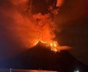 This is the spectacular moment the night sky glowed red due to the eruption of Mount Ruang in Indonesia.The volcano, which is located in North Sulawesi province, erupted again on Wednesday evening at around 8:15 pm local time.Several lightning strikes were also seen amidst the clouds of ash, making the atmosphere even more scary for residents.The Center for Volcanology and Geological Hazard Mitigation (PVMBG) reported that the height of the ash column was observed to be around 3,000 meters above the peak or 3,725 meters above sea level.The organistaion said that there was earthquake activity and that since Tuesday evening April 16, Mount Ruang had erupted four times.As a result of this natural phenomenon, 828 residents were evacuated to safer places. No casualties have been reported.