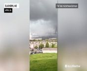 Video shows the scary moments as a massive tornado spins toward the town of Elkhorn, Nebraska, on April 26.