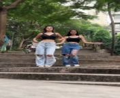 beautiful girls dancing in public places Janhavi &amp; Vanya #latoo #dance #shorts