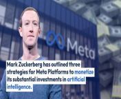 Mark Zuckerberg has outlined three strategies for Meta Platforms to monetize its substantial investments in artificial intelligence (AI.)