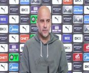 Manchester City boss Pep Guardiola admitted he feels his side need to win all 4 of their remaining games starting with Wolves on Saturday to win the Premier League title&#60;br/&#62;Etihad training campus, Manchester, UK