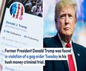 Donald Trump was found in contempt of court Tuesday for violating a gag order.&#60;br/&#62;The former president was fined &#36;9,000 and threatened with jail time for future violations.