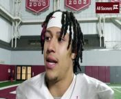 Sooners&#39; defensive back Billy Bowman speaks to reporters after spring practice March 25, 2024.