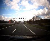 In the video, as Daphne Creemers, 20, drives along the motorway, the car becomes bumpy on the road, before the left side of the car appears to drop down and a tyre rolls off ahead.&#60;br/&#62;